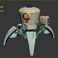 Projection Monitoring Robotic Device With White Body Mechanical Arms Orange Indicators And Blue Screen Module