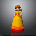 3D Princess Character in Yellow Dress with Orange Hair White Gloves and Crown