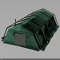 Green Tent Structure With Metal Support Frames And Open Front Entrance For Outdoor Camping Use
