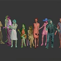 Group of Diverse People in Different Poses and Casual Attire Standing Together