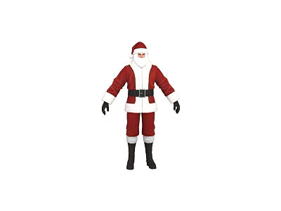 Santa Claus Themed Game Character With Red White Costume Black Boots And Beard 3d model