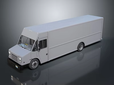 White Modern Commercial Box Truck Design With Smooth Exterior And Reflective Floor 3d model