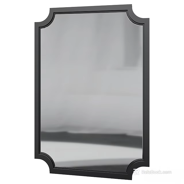 Elegant Black Framed Mirror With Decorative Border For Home Wall Decoration 3d model 