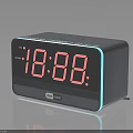 CASIO Electronic Alarm Clock With Red Digital Display And Gray Casing Blue Light Strip 3d model