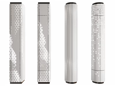 Unique Modern Decorative Columns With Intricate Perforated Patterns Geometric Details And Textured Surfaces 3d model