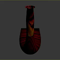 Handcrafted Tobacco Pipe With Red And Yellow Striped Surface And Curved Long Stem
