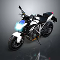 Sleek Modern Motorcycle With Bright Headlight White And Black Body Metallic Frame Reflective Surface