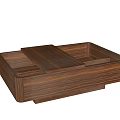 Modern Wooden Coffee Table With Wood Grain Surface And Storage Compartments