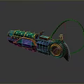 Futuristic Sci Fi Energy Weapon Design With Blue Orange Accents Barrel Grip And Glowing Core