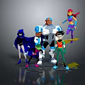 Popular Game And Movie Animated Characters Team With Colorful Outfits And Dynamic Stances