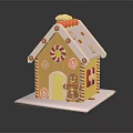Festive Gingerbread House With Candy Decorations Peppermint Sticks And Gingerbread Man