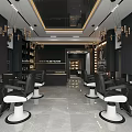 Elegant Modern Beauty Hair Salon Interior With Marble Counters Mirrors And Lighting
