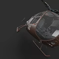 Vintage Brown Helicopter With Transparent Cockpit And Visible Interior Details