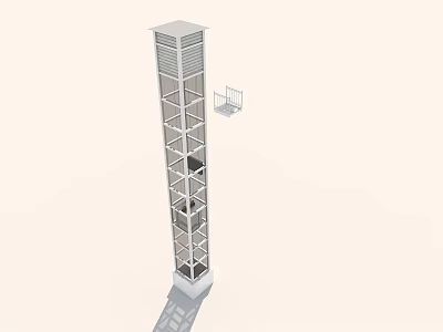Tall Industrial Tower With Metal Framework And Platform Structure Design 3d model