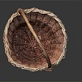 Handwoven Brown Wicker Basket With Sturdy Handle For Home Storage Use