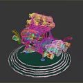 Detailed Cosmic Spacecraft Model With Multiple Thrusters And Circular Metallic Base