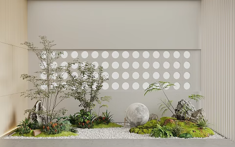 Modern plant landscape sketch courtyard sketch courtyard landscape tree plant pile 3d model