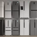 Various Styles Of Refrigerators And Freezers With Modern Designs And Colors On