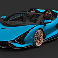 Luxury Blue Convertible Sports Car With Sleek Design And Golden Wheels