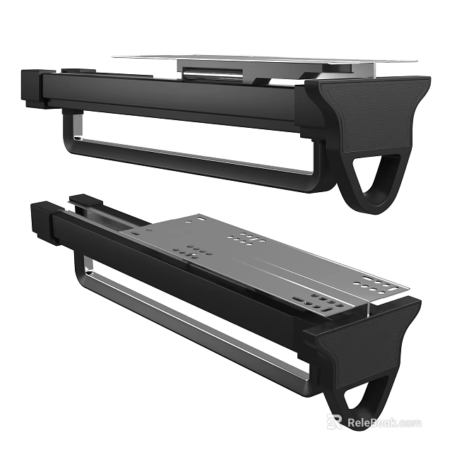 Modern Black Metal Clothes Hanger With Sturdy Rail And Wall Mounted Design 3d model 