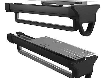 Modern Black Metal Clothes Hanger With Sturdy Rail And Wall Mounted Design 3d model