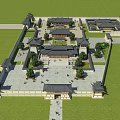 Traditional Chinese Ancient Architecture Complex With Courtyards Plaza Trees And Traditional Roofs