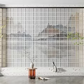 New Chinese background wall background wall partition 3d model