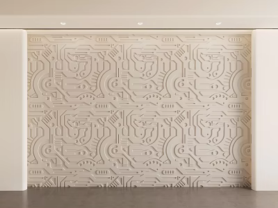 Contemporary Decorative Wall With Intricate Relief Patterns And Modern Textured Design 3d model