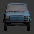 Vintage Blue Car With Old Weathered Body And Retro Classic Design