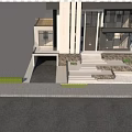 Modern Detached Villa Exterior Design With Large Glass Windows Driveway And Trees Surrounding
