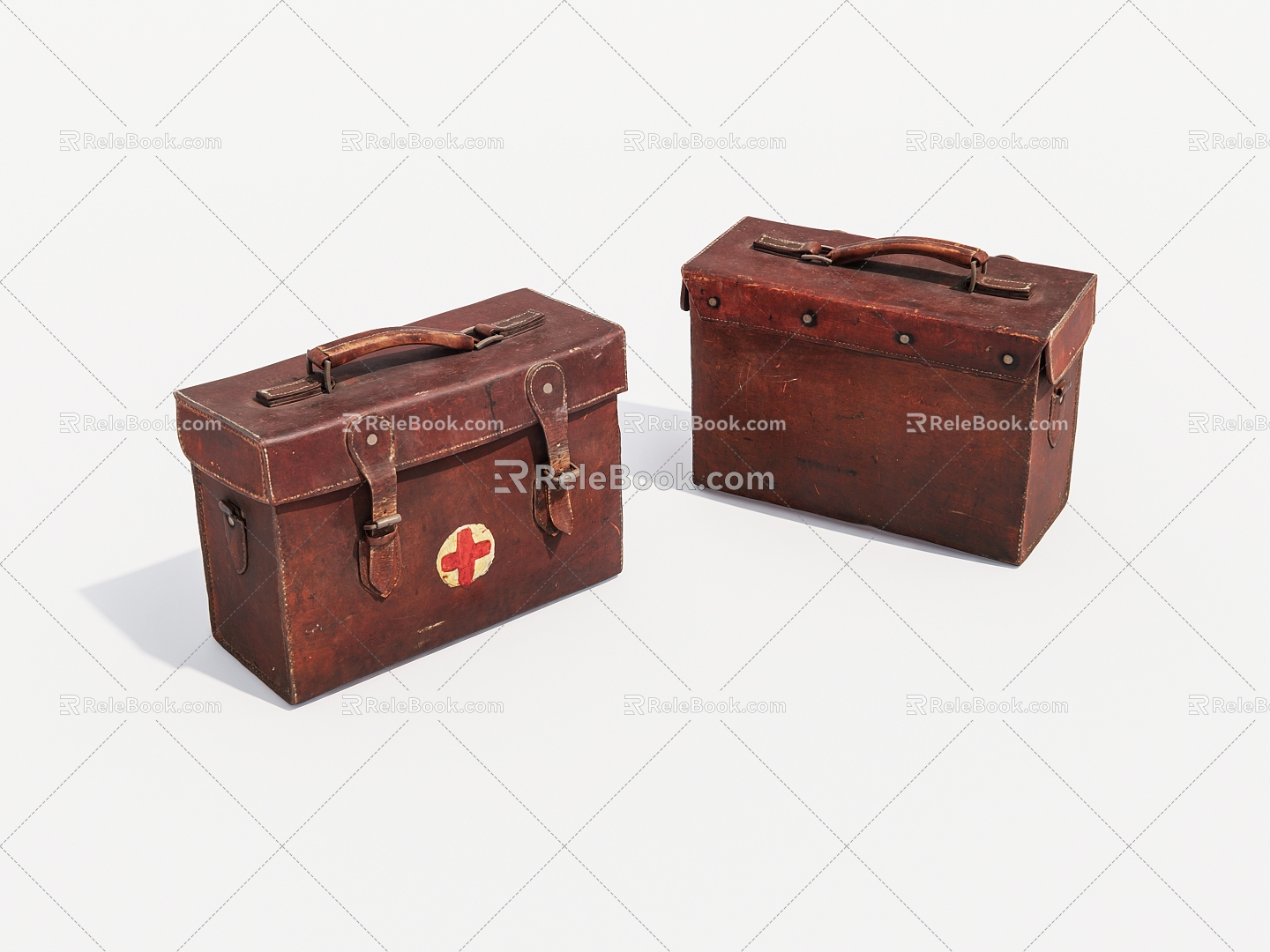 Leather medicine box old items 3d model