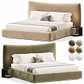 Stylish Soft Upholstered Double Bed With Comfortable Bedding Featuring Two Optional Colors For Modern Bedroom