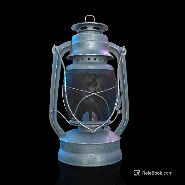 Vintage Metallic Candle Lantern With Glass Shade And Handle Design 3d model 