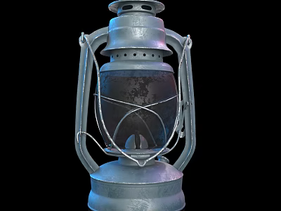 Vintage Metallic Candle Lantern With Glass Shade And Handle Design 3d model