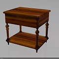 Wooden Side Table with Two Tier Design Smooth Mahogany Colored Tabletop and Decorative Cylindrical Legs