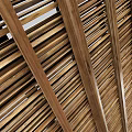 Natural Wood Partition Interior Design With Vertical Slats And Layered Structure