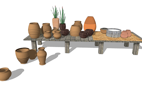 Modern Pottery Pot Sits Pottery Pot 3d model