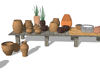 Modern Pottery Pot Sits Pottery Pot 3d model