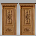 Traditional Wooden Swing Door Design With Intricate Carved Patterns And Classic Frames