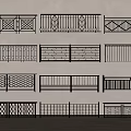 Various Decorative Metal Railings With Intricate Patterns And Different Design Styles 3d model