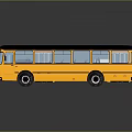 Orange Bus With Black Roof Multiple Windows And 3D Reflection On Dark Background 3d model