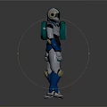 Dual Silver Blue Robot Design Featuring Front And Back Views With Mechanical Armor 3d model
