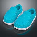Turquoise Casual Slip On Shoes With White Sole And Perforated Upper Design