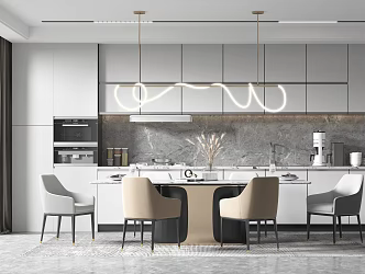 Modern Dining Table and Chair Combination 3d model