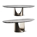 Modern Oval Dining Table With Marble Top And Unique Metal Base Design 3d model