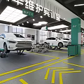 Well Equipped Auto Maintenance Store Interior With Service Cars And Professional Tools