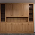 Wooden Light Wood Tone Sideboard with Open Shelves Middle Platform and Closed Cabinets