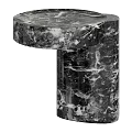 Modern Black And White Marble Side Table With Cylindrical Base And Round Top 3d model