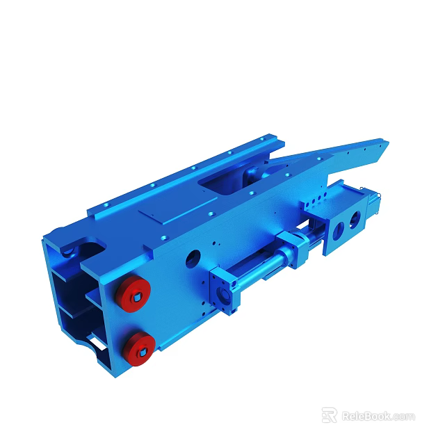 Blue Industrial Machinery Component With Red Wheels And Structural Frame 3d model 
