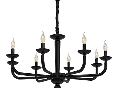 Black Classic Chandelier Design With Multiple Arms And Candle Style Bulbs 3d model